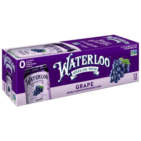 Waterloo Sparkling Water, Grape, 12 fl oz, 12 Pack Cans