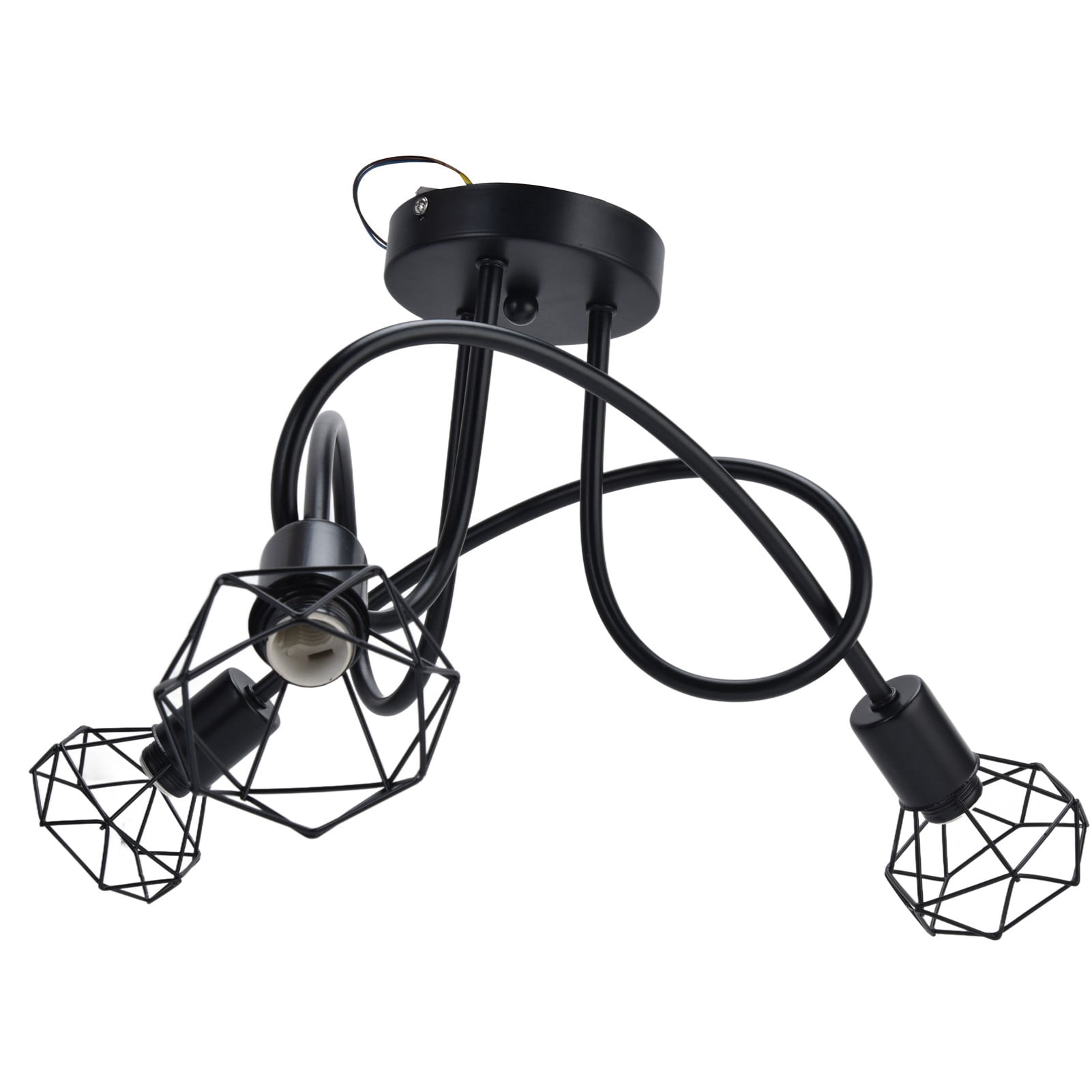 NFTIGB Modern 3 Heads Pendant Light Hollow Iron Ceiling Lamp Fixture for Bedroom Dining Room, Black Base (Bulb Not Included)