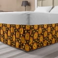 thumbnail image 1 of Lion Bed Skirt, Little Funny Zoo Animals with Sleepy Faces and Paws Kids Cartoon Design, Elastic Bedskirt Dust Ruffle Wrap Around for Bedding Decor, 4 Sizes, Brown Yellow and Orange, by Ambesonne, 1 of 2