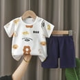 thumbnail image 3 of Kids Boys Girls Pajamas Set Letter Tee Shorts 4-5 Years 5-6 Years 6-7 Years Breathable Premium Cotton Tagless Design Home Lounge Machine Washable (5-6 Years,White), 3 of 3