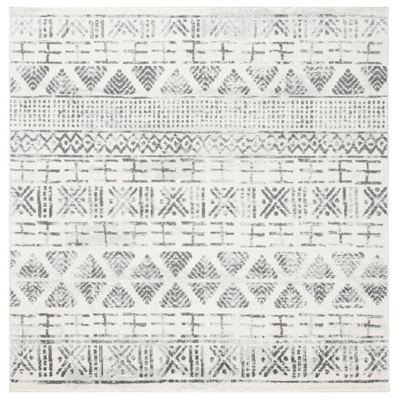 SAFAVIEH Mercer Katherina Distressed Area Rug, Ivory/Grey, 6'7" x 6'7" Square