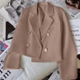 thumbnail image 2 of Gyexs Cropped Trench Coat for Women Pluss Size Lightweight Solid Long Sleeve Blazer Jackets Business Casual Fall Winter Tops, Khaki, Size XXXL, 2 of 7