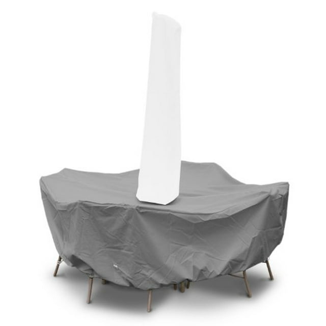 60" Round Table Dining Set Cover w/umbrella hole , Weathermax , Charcoal , 84244
