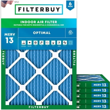 Filterbuy 30x36x1 MERV 13 Health Defense, Pleated HVAC AC Furnace Air Filters (6-Pack)