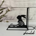 thumbnail image 3 of Shinelab Rabbit Metal Bookend Bunny Rabbit Name Bookend, Cute Pet Desk Bookshelf Decor 5441, 3 of 3