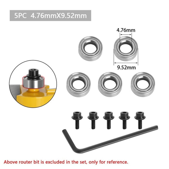 10Pc Router Bits Top Mounted Ball Bearings Guide for Router Bit Bearing Repair