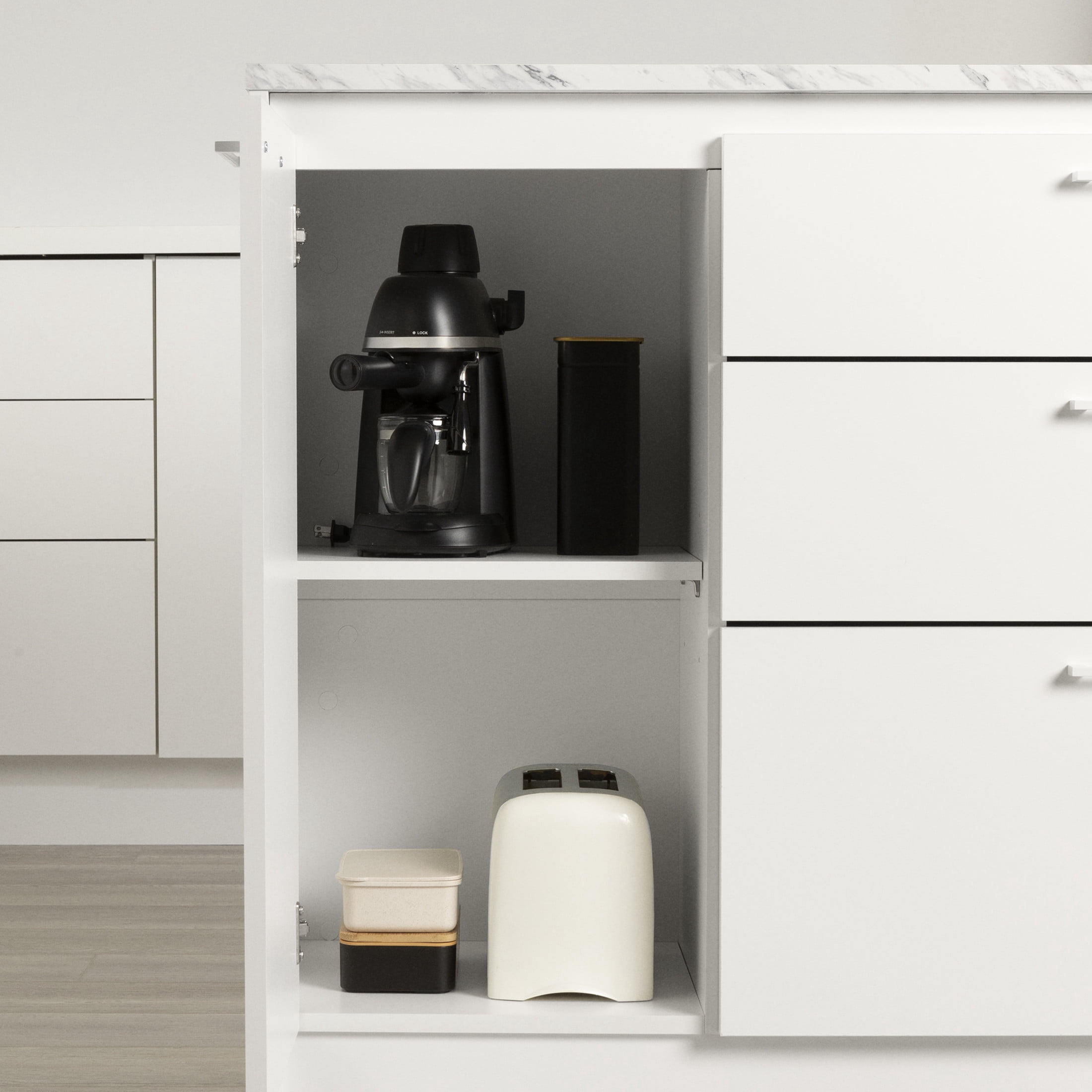 South Shore Myro, Contemporary Kitchen Island,  White