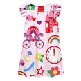 thumbnail image 5 of Curuila Toddler Child Girls Dress Flutter Sleeve Cartoon Print Crew Neck For School Fashionable Dresses Size 18-24 Months, 5 of 6