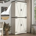 thumbnail image 3 of ChVans 71" Tall Farmhouse Kitchen Pantry Storage Cabinet, 5 Layers Freestanding Cupboard with Adjustable Shelves & Load-Bearing Steel Pipe & 4 Barn Doors for Kitchen, Dining Room, Living Room, White, 3 of 7