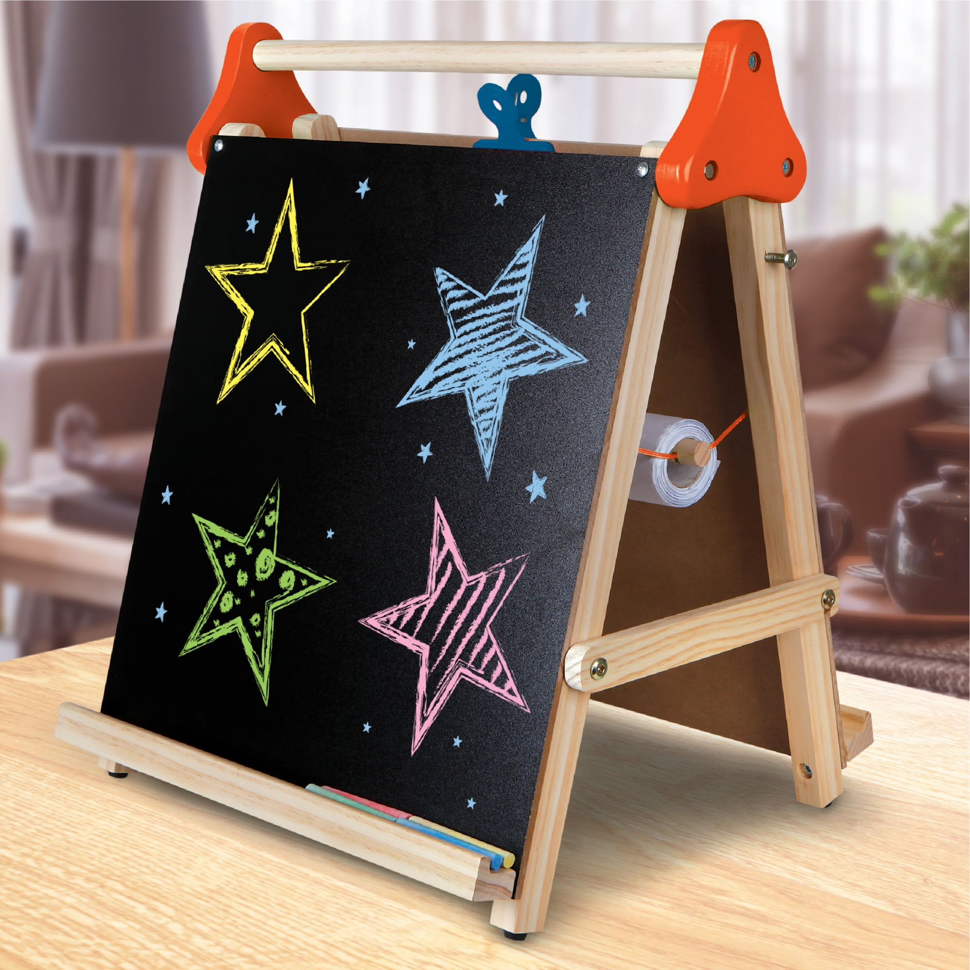3-in-1 Folding Tabletop Easel with Chalkboard, Whiteboard, and Paper Roll  Holder – Hearthsong