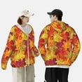 thumbnail image 6 of Kll Autumn Leaves Print Men'S Women’s Upf 50+ Sun Protection Outdoor Hoodie Jacket Long Sleeve Fishing Hiking Performance Shirt- Small, 6 of 8
