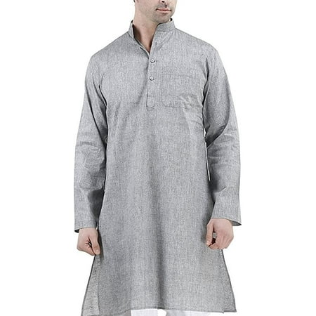 

Royal Men s Khadi Linen Casual Long Comfortable Kurta Grey