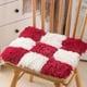thumbnail image 1 of Nvzi Cojín de silla cuadrado suave con lazos, cojín de asiento de piel sintética a cuadros con funda extraíble, cojín largo de felpa para sillas de comedor de interior (rojo, 16" x 16"), 1 of 4