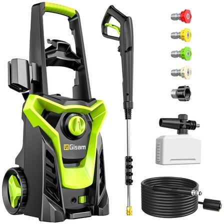 Gisam Electric High Pressure Washer, 4300 PSI 2.5 GPM, with 4 Quick Connect Nozzles, Foam Can,  for Cars/ Fences/ Driveways/ Patios / Home Cleaning