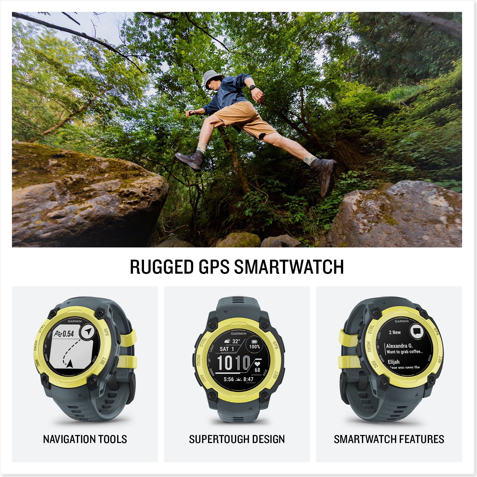 Garmin Instinct E 40mm, Outdoor GPS Smartwatch Electric Lime/Twilight 010-02932-01 Health, Fitness and Tactical Smart Watch Bundle