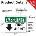 thumbnail image 2 of First Aid Kit OSHA Emergency Vinyl Decal Label 14 Inch x 10 Inch - 10 Pack, 2 of 6