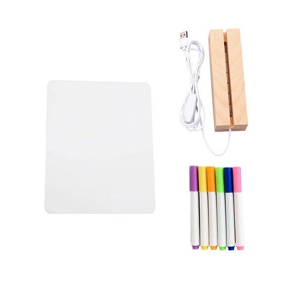 Kenally Pizarra transparente de borrado en seco con soporte iluminado Pizarra de borrado Dr-y Erase Board Artesanía 21*15 cm + bolígrafo de 6 colores