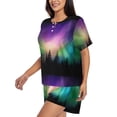 thumbnail image 2 of Lsque Northern Lights Women's Short-Sleeved Pajama Set - 2 Piece Soft and Lightweight Sleepwear Set-3X-Large, 2 of 9