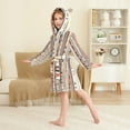 thumbnail image 4 of FORMRS Niños Bathrobe Unisex Hooded Robe Soft Plush Pajamas Sleepwear, Size 10-12T, Brown Abstract Dots, 4 of 7