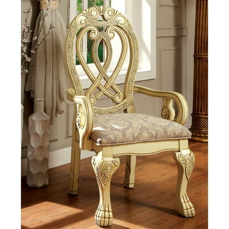 Above Traditional Furniture - Furniture of America Beaufort Traditional Formal Arm Chairs (Set of 2) by FOA Cream
