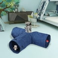 thumbnail image 4 of Juguete de para gatos de 3 vías, tubo de plegable premium de 3 vías para mascotas con oso de peluche de bola para gatos, cachorros, - AZUL SM SunniMix Túnel de gato, 4 of 7