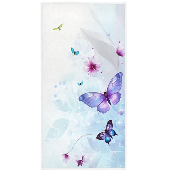 Pfrewn Toallas De Mano De Mariposas 3D, 16.0 X 30.0 In, Primavera, Verano, Floral, Lila, Flores Abstractas, Toalla De Baño, Pequeña Toalla De Baño, Plato De Cocina, Toallas De Invitados, Decoraciones