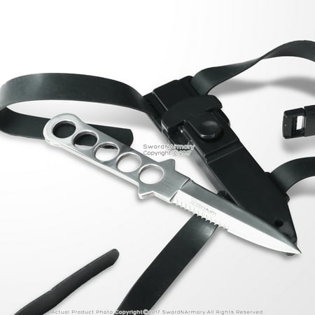 - Scuba Diving Knife Serrated Dagger Snorkeling Spearfishing Blade with Leg Straps