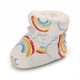 thumbnail image 4 of Lovebay Prewalker Toddler Boots Lamb Wool Soft Anti-Slip Sole Warm Winter Snow Boots for Infant Baby Girls Boys Rainbow 12-18 Months, 4 of 9