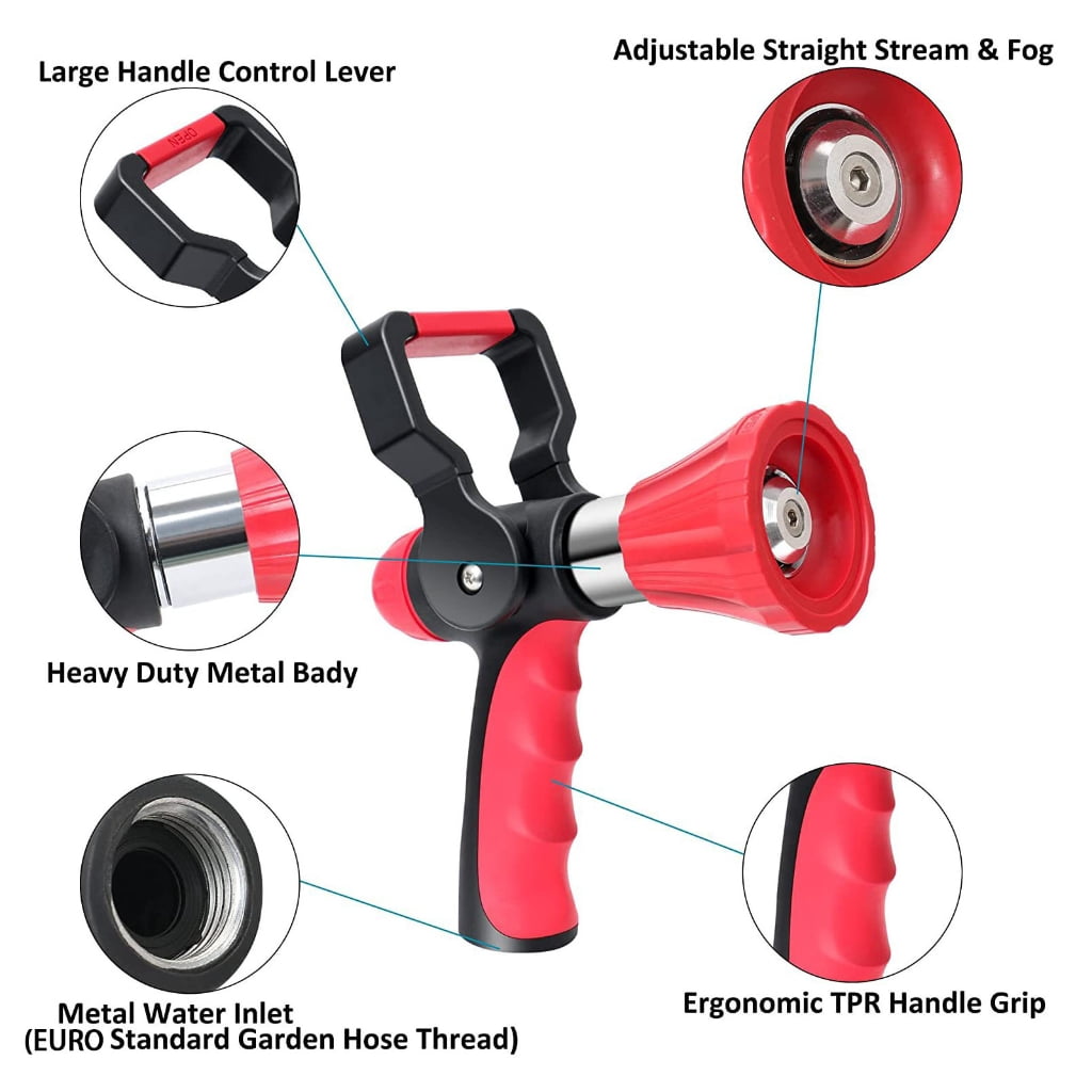 Professional Firefighter Design Garden Hose Nozzle With Big Control Handle And Sturdy Aluminum Build
