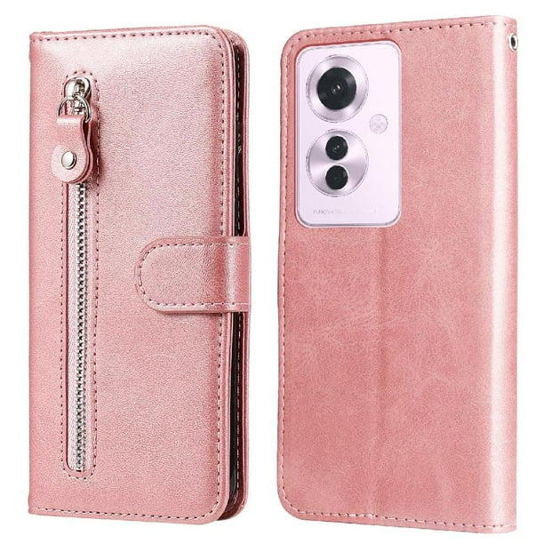 Estuche de Cuero PU con Cierre para OPPO Reno 11F , Funda Protectora con Billetera y Correa