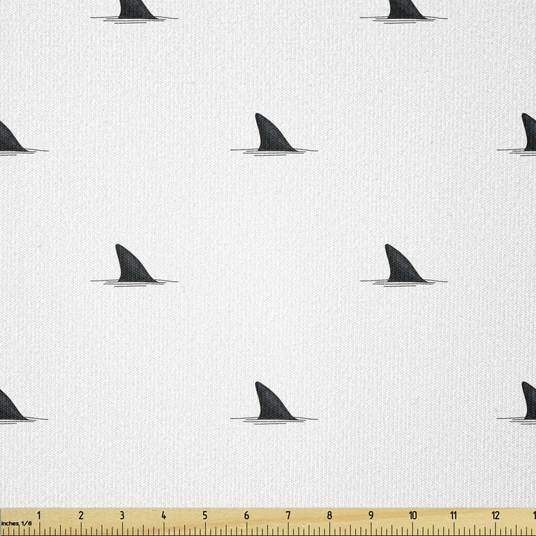 Sea Animals Fabric by The Yard, Pattern of Shark Fins Speedy Fish Hunting  Minimalistic Design Artwork Print, Stretch Knit Fabric for Clothing Sewing