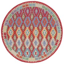 SAFAVIEH Aspen Warwick Tribal Area Rug, Red/Blue, 7' x 7' Round