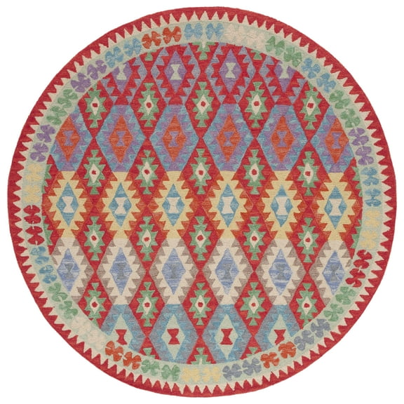 SAFAVIEH Aspen Warwick Tribal Area Rug, Red/Blue, 7' x 7' Round