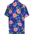 thumbnail image 2 of LA LEELA Men's Hawaiian Shirts Short Sleeve Button Down Shirt Floral Shirt Men Boho Holiday Casual Summer Beach Shirts for Men Funny L Only Hibiscus, Blue, 2 of 4