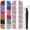 thumbnail image 1 of Dos paquetes de diamantes de imitación con parte trasera plana, 4520 piezas, cristal colorido para decoración de uñas, cristal con parte trasera plana, colorido+diamantes de imitación AB con lápiz sel, 1 of 5