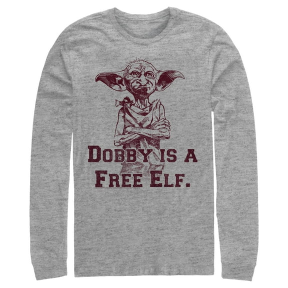 Men's Harry Potter Dobby is a Free Elf Long Sleeve Shirt Athletic Heather Large