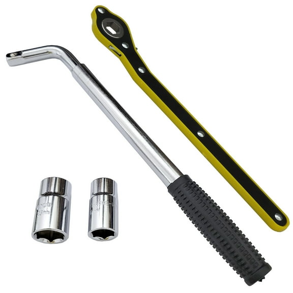 14-20 inch Auto Car SUV Telescoping Lug Wrench Wheel Wrench Universal with Standard CR-V Sockets 17/19, 21/22mm (2pcs Lug Wrench Hexagon Wrench)