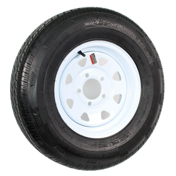 eCustomrim Radial Trailer Tire and Rim ST185/80R13 13x4.5 5-4.5 Load C White Spoke Wheel