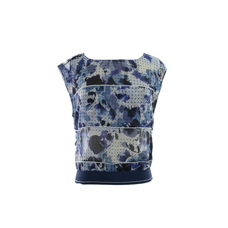 Mix Crop - Kiind Of Blue Nina Mixed Media Crop Top S S-