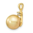 thumbnail image 2 of 14k 9-10mm Round Golden South Sea Saltwater Cultured Pearl and .05 Carat Diamond Pendant XF748, 2 of 3