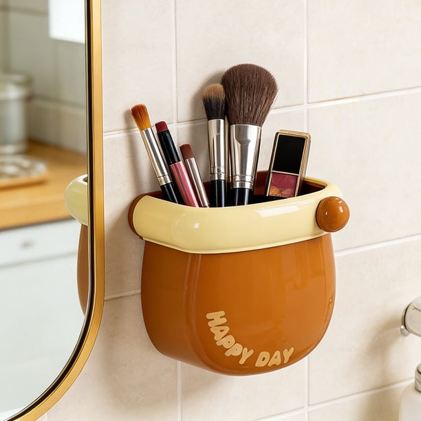 Caja de almacenamiento magnética para pared, ideal para la oficina y el hogar. Organizador de escritorio de plástico con orificios de drenaje para baño o estudio, con adhesivo antideslizante.