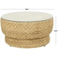 thumbnail image 3 of DecMode 37" x 19" Brown Rattan Handmade Woven Tapered Coffee Table with Glass Top, 1-Piece, 3 of 10