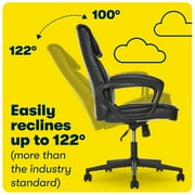 Serta Hannah Executive Office Chair, Ergonomic Computer Chair with Lumbar Support, Adjustable Seat, Pillowed Headrest, Bonded Leather, Black