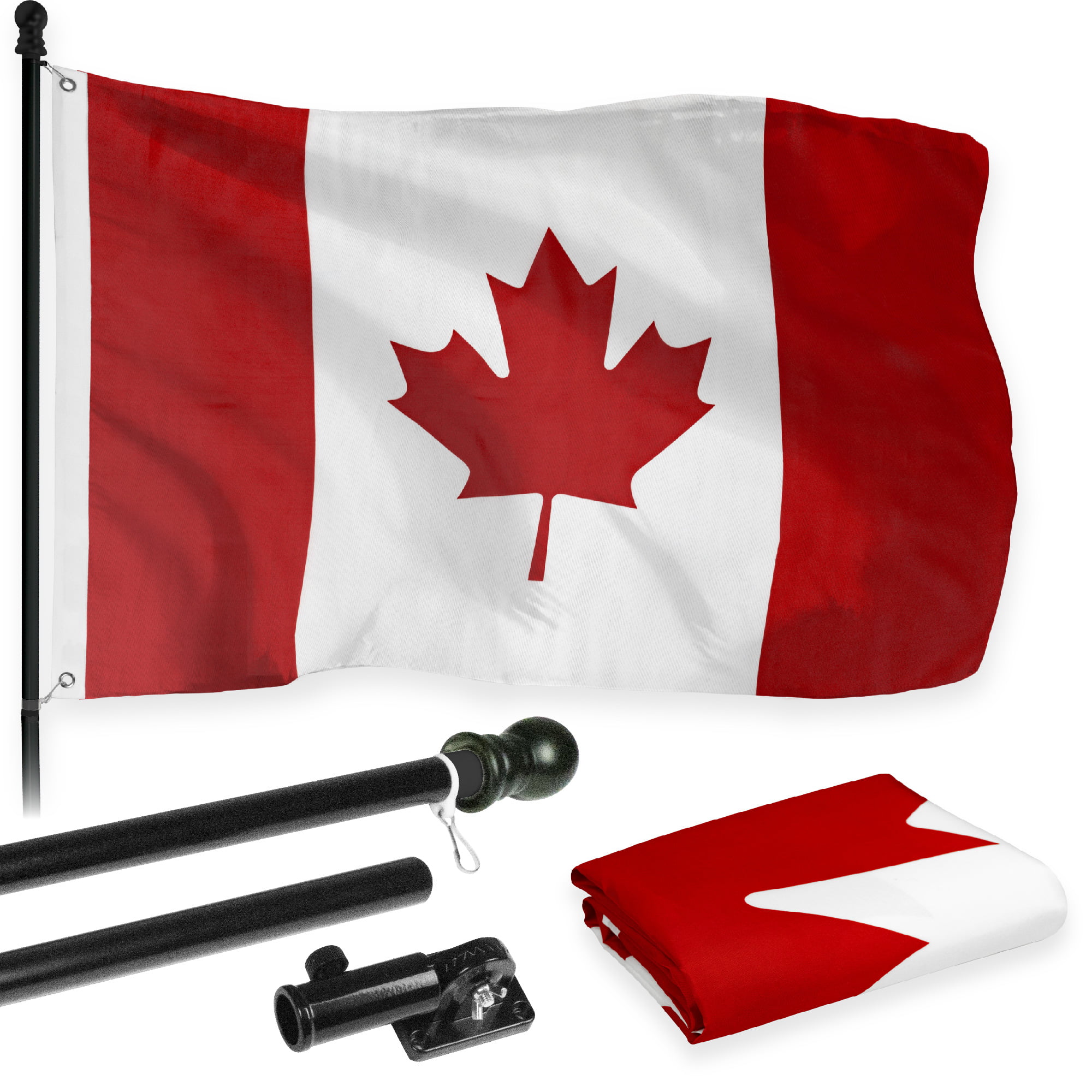 3x5 Canada Canadian Flag Aluminum Pole Kit Set 3'x5' Residential Commercial 