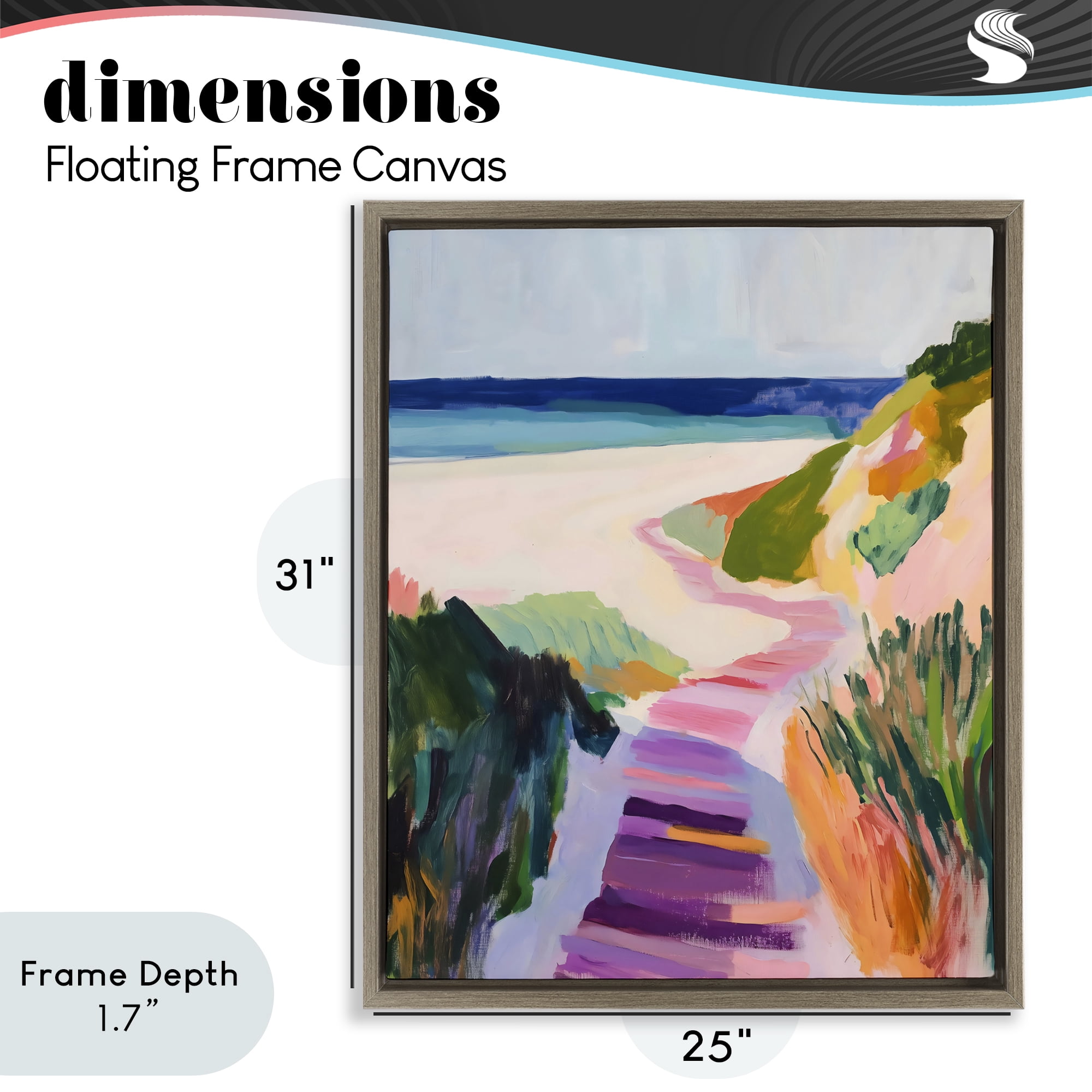 Stupell Industries Pastel Beach Pathway to Shore Brown Framed Floater Canvas Wall Art, design by The Prints Vibe