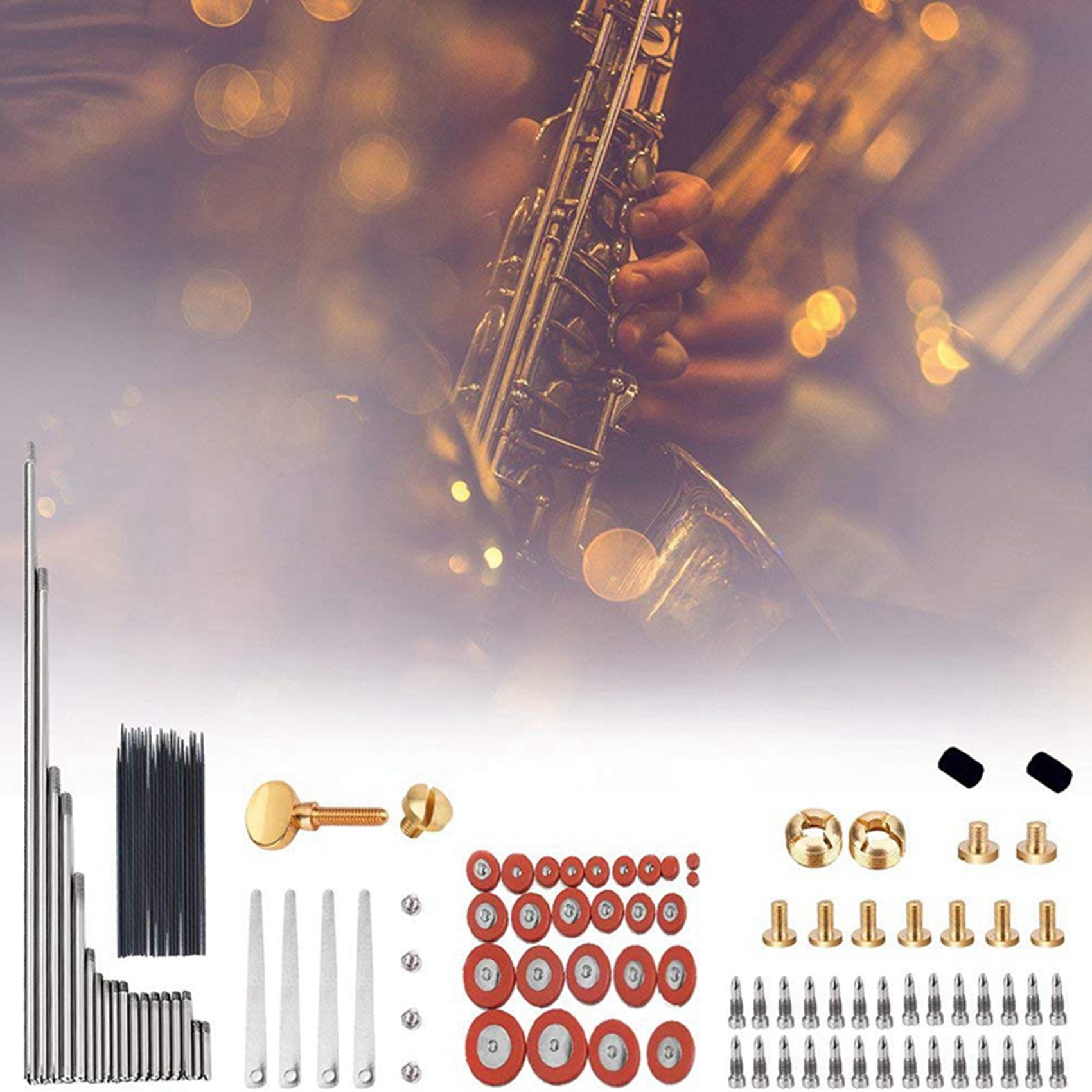 119Pcs Alto Sax Saxophone Repair Screws Springs Kit with 50cm Alto Saxophone Cleaning Cleaner Brush Sax Parts Tool