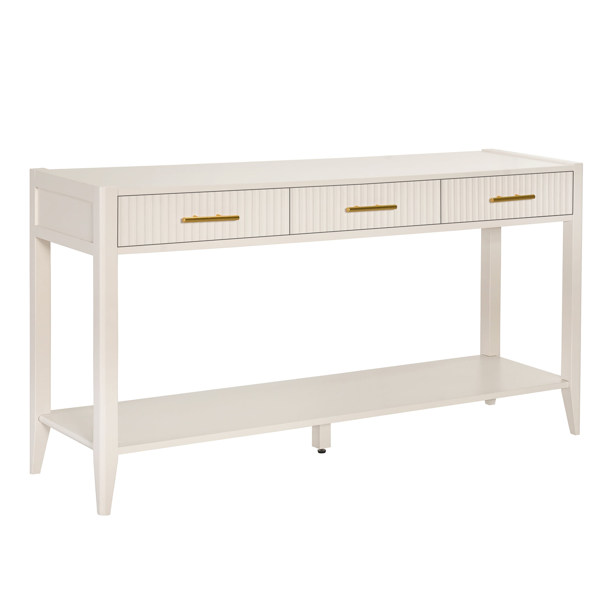 60" Painted Console Table with 3 Drawers,Wooden Entryway Table with Storage Shelf, Farmhouse Sofa Table for Living Room, Hallway,Entryway, Foyer, Corridor(Beige)