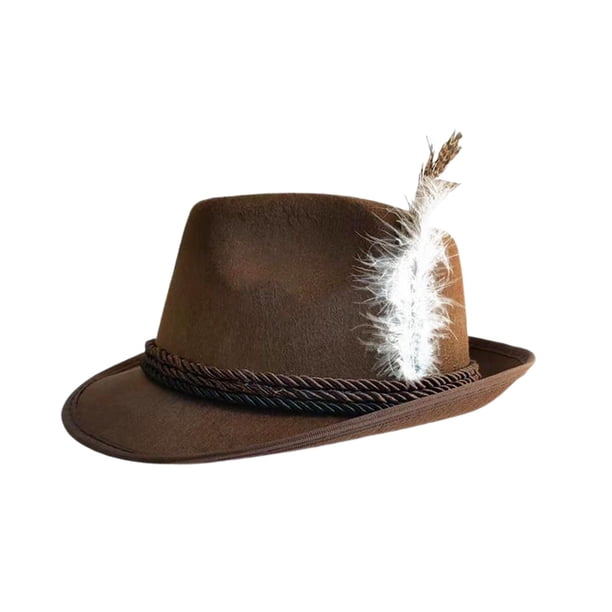 Sombrero Fedora de fieltro, sombrero de jazz, gorra con plumas, accesorios de vestuario, transpirable, vintage Marrón