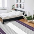 thumbnail image 6 of Area Rugs Indoor Non-Slip Rectangle Rug 4x6 Ft Purple Grey Stripe Gradient Line Geometric Simple Rug Rubber Backing Floor Mats Non Shedding Home Decor Carpet for Entryway Living Room, 6 of 8