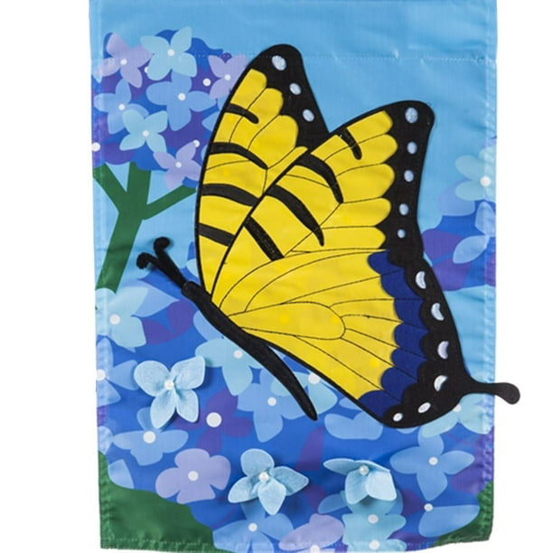 Evergreen Applique Garden Flag - Hydrangea Garden